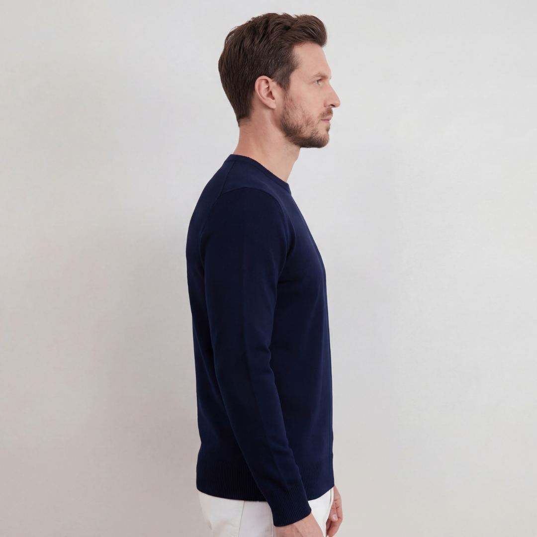 Navyblauer Rundhals Strickpullover