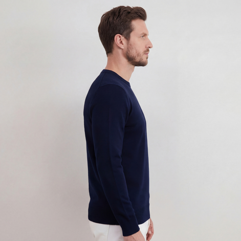 Navyblauer Rundhals Strickpullover