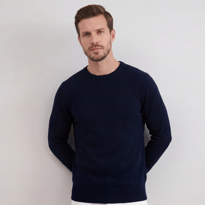 Navyblauer Rundhals Strickpullover