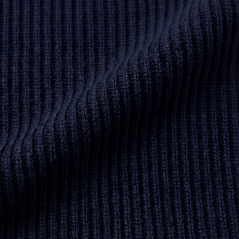 Marineblauer Englischer Rippenstrick Rundhals-Pullover