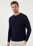 Marineblauer Englischer Rippenstrick Rundhals-Pullover