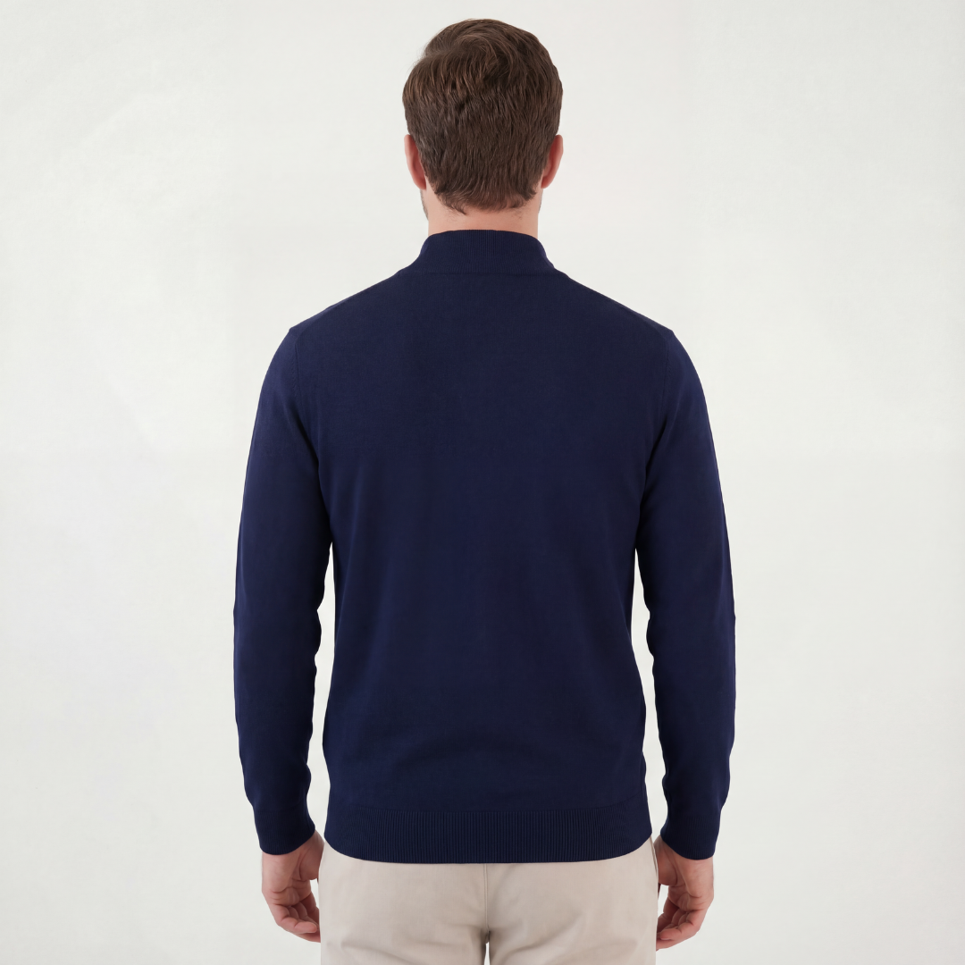Marineblauer Halbreißverschluss Pullover