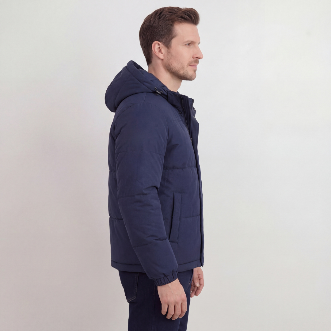 Marineblau Pufferjacke Mit Kapuze