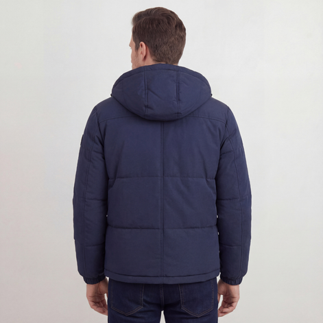 Marineblau Pufferjacke Mit Kapuze