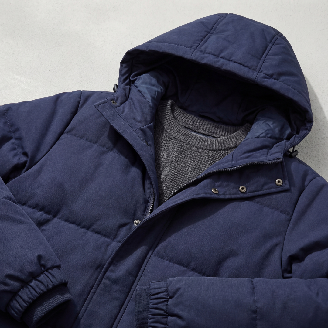 Marineblau Pufferjacke Mit Kapuze