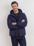 Marineblau Pufferjacke Mit Kapuze