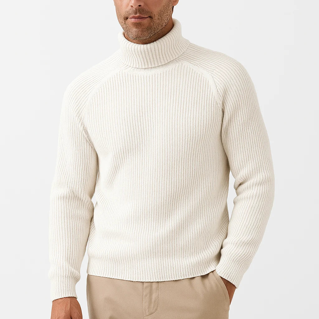 Rollkragen Pullover Herren - Gerippter Strickpullover für Herbst