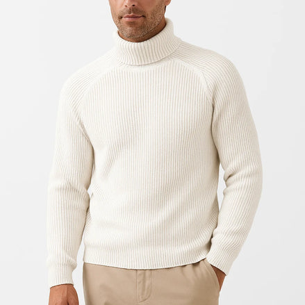 Rollkragen Pullover Herren - Gerippter Strickpullover für Herbst