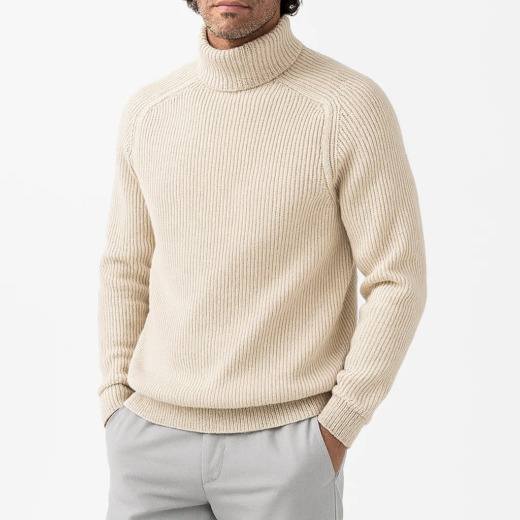 Rollkragen Pullover Herren - Gerippter Strickpullover für Herbst