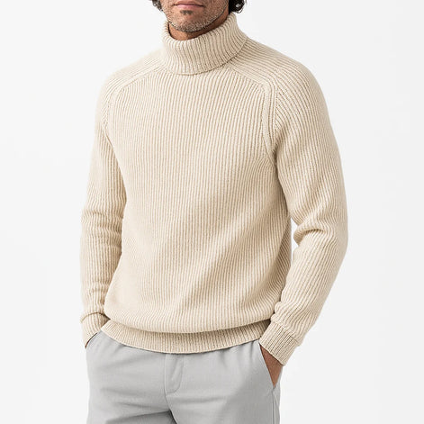 Rollkragen Pullover Herren - Gerippter Strickpullover für Herbst