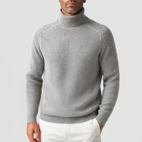 Rollkragen Pullover Herren - Gerippter Strickpullover für Herbst