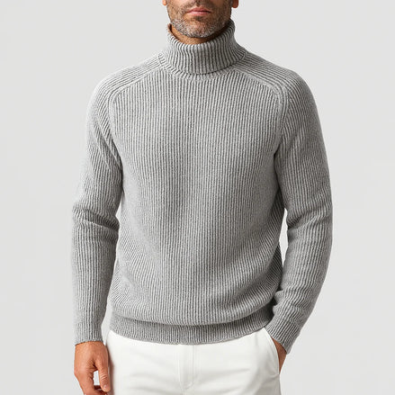 Rollkragen Pullover Herren - Gerippter Strickpullover für Herbst