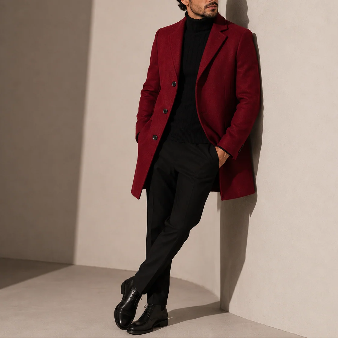 Winter Herren Mantel Klassisch Tailliert Freizeitstil