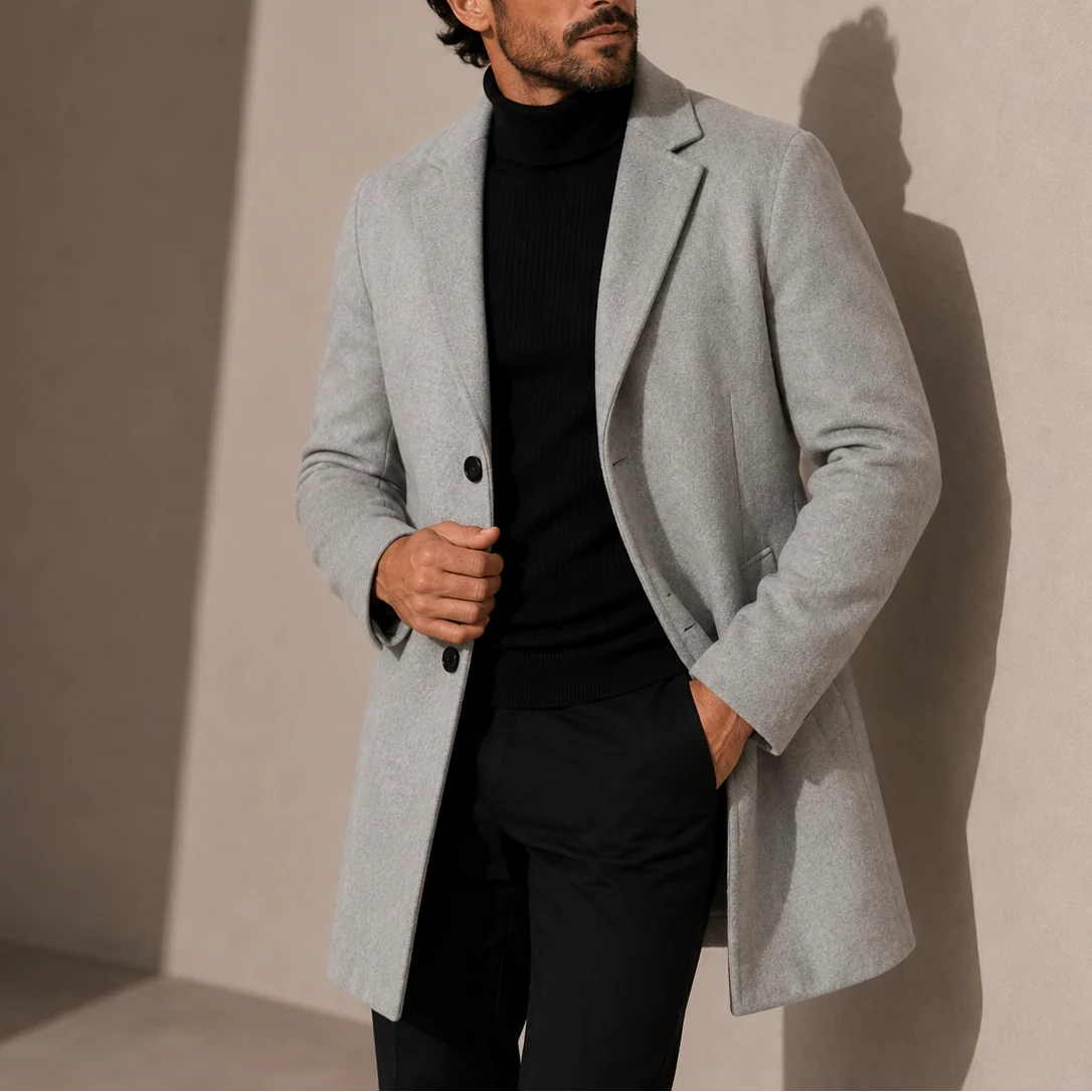Winter Herren Mantel Klassisch Tailliert Freizeitstil